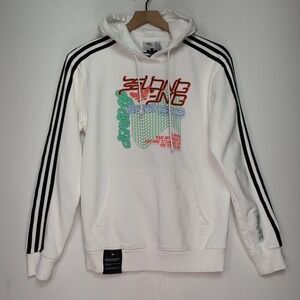 Adidas ORIGINALS Women's White Lifestyle 3 Striped Hoodie Size Small